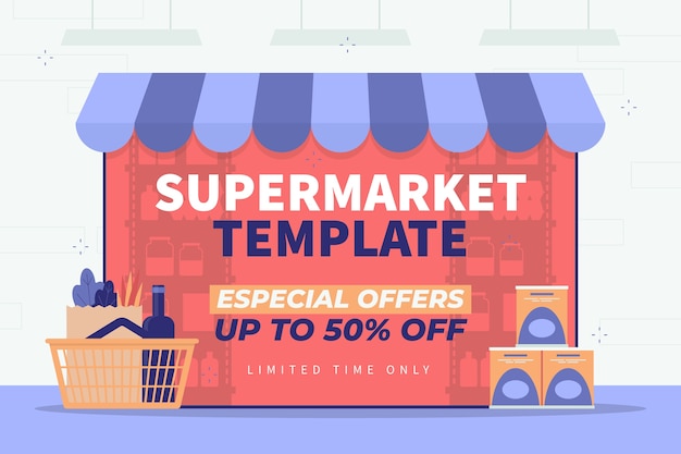 Free vector flat supermarket background