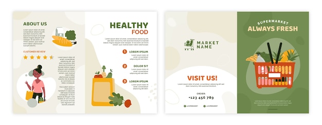 Free vector flat supermarket brochure template