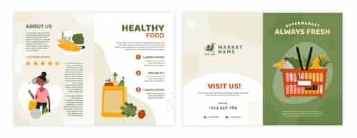 Free vector flat supermarket brochure template