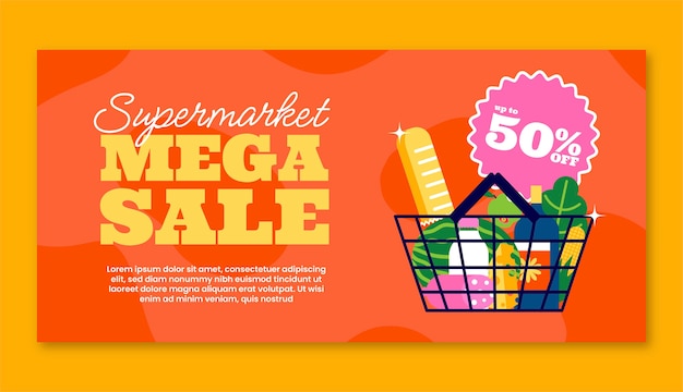 Flat supermarket sale background