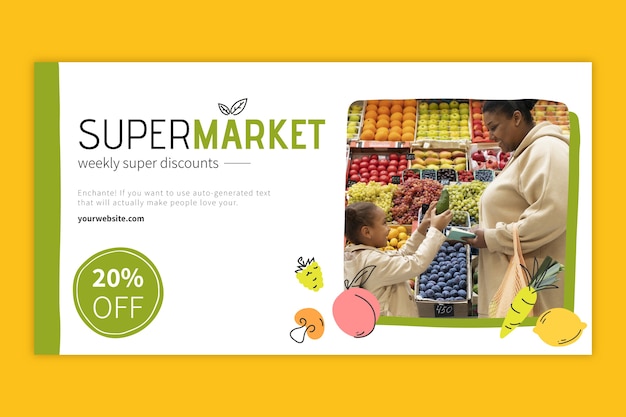 Flat supermarket social media post template