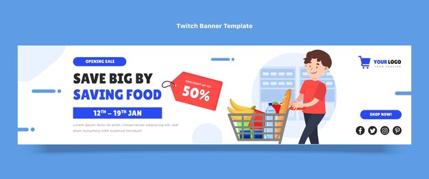 Flat supermarket twitch banner