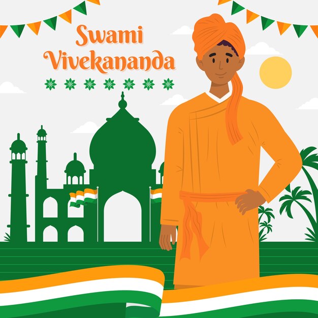 Flat swami vivekananda illustration