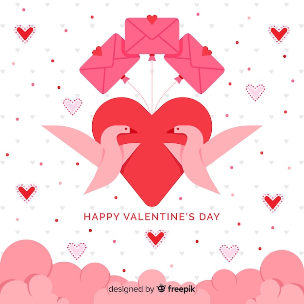 Free vector flat swans valentine background