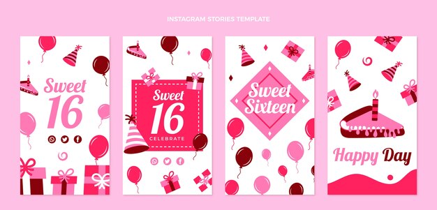 Flat sweet 16 instagram stories collection
