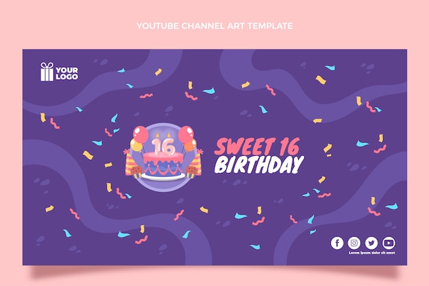 Flat sweet 16 youtube channel art