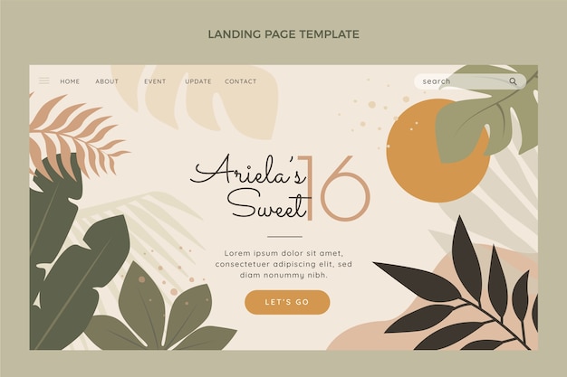 Free vector flat sweet sixteen landing page template