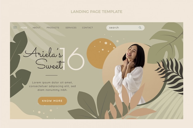 Free vector flat sweet sixteen landing page template