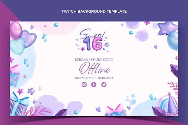 Flat sweet sixteen twitch background