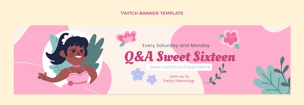 Flat sweet sixteen twitch banner