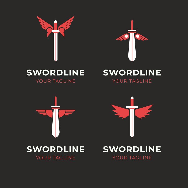 Free Vector flat sword wings logos collection
