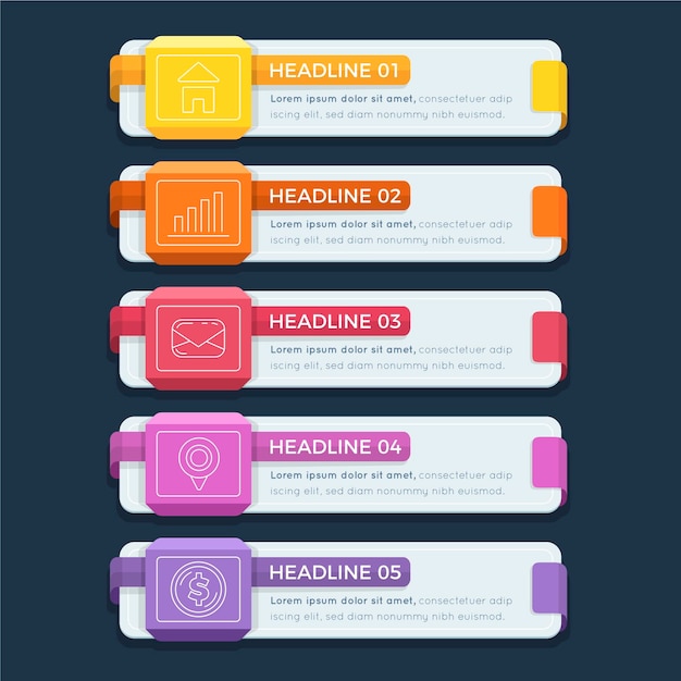 Flat table of contents infographic