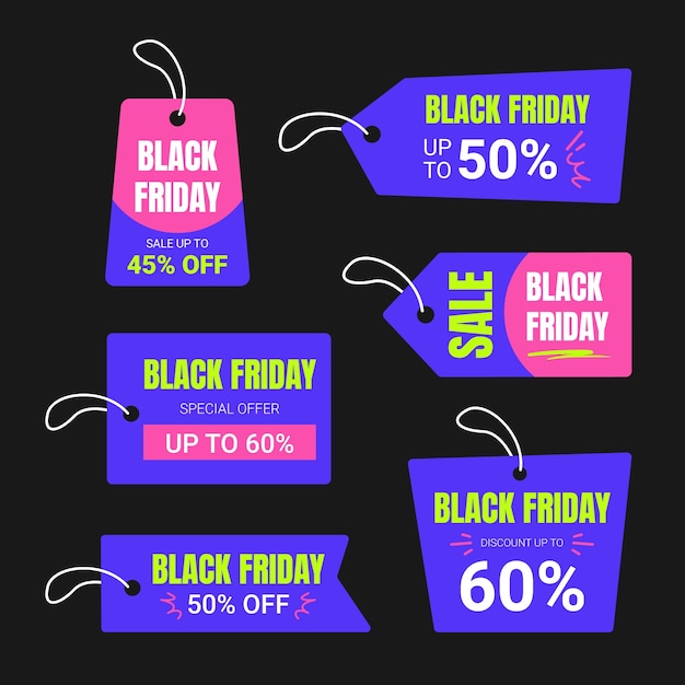 Free vector flat tag banner illustration for black friday sales