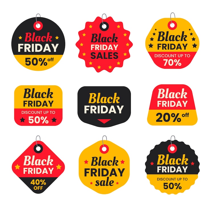 Free Vector flat tag banner illustration for black friday sales