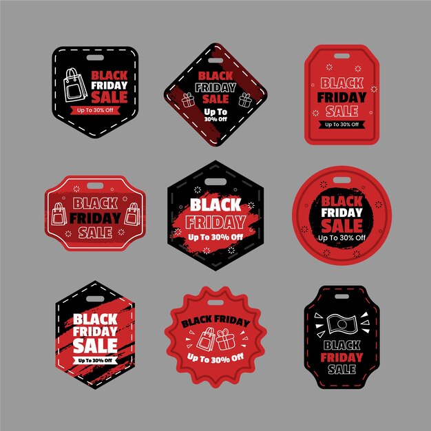 Flat tag illustrations collection for black friday sale