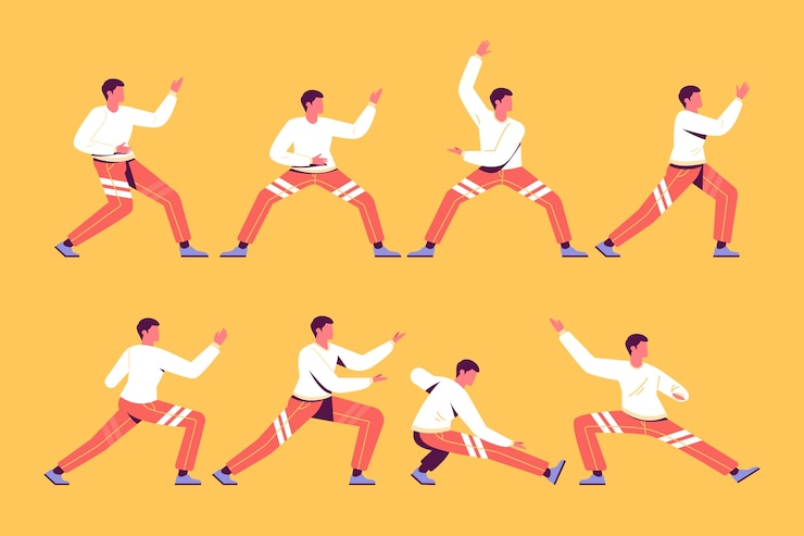 Free Vector flat tai chi characters illustration