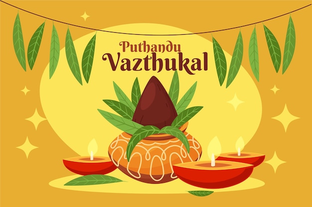 Flat tamil new year illustration