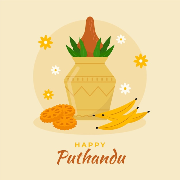 Flat tamil new year illustration