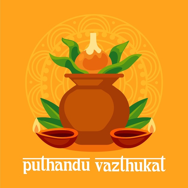 Free vector flat tamil new year illustration