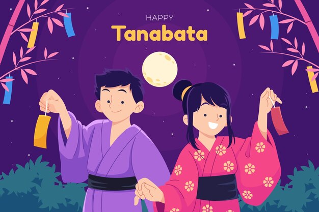 Flat tanabata background