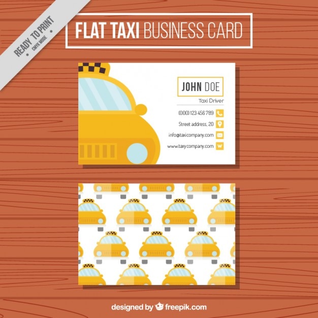 Flat taxi business card with pattern