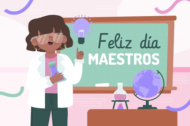 Flat teacher's day background in spanish