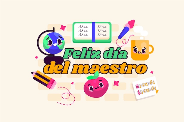 Flat teacher's day background in spanish