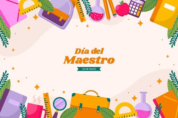 Flat teacher's day background in spanish