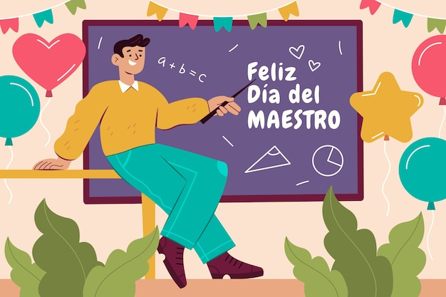 Free vector flat teacher's day background in spanish