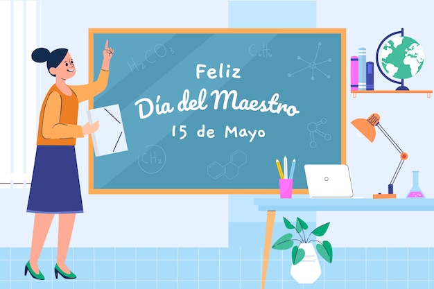 Flat teacher's day background in spanish