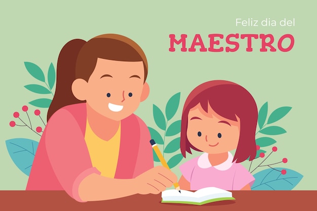Free vector flat teacher's day background in spanish