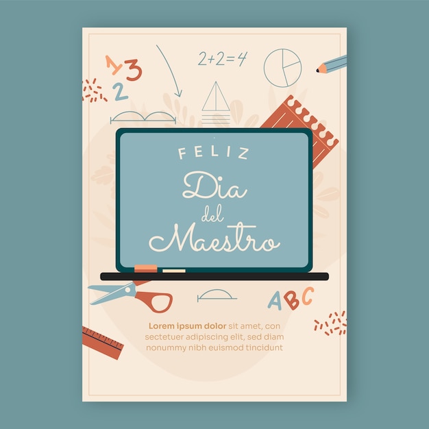 Free vector flat teacher's day greeting card template in spanish