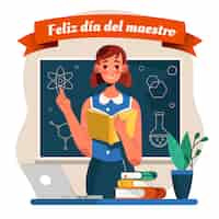 Free vector flat teacher's day illustration in spanish