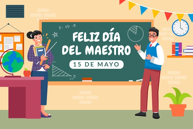 Free vector flat teacher's day illustration in spanish