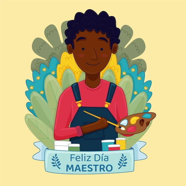 Free vector flat teacher's day illustration in spanish