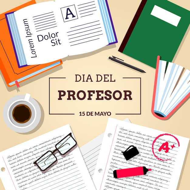 Free vector flat teacher's day illustration in spanish