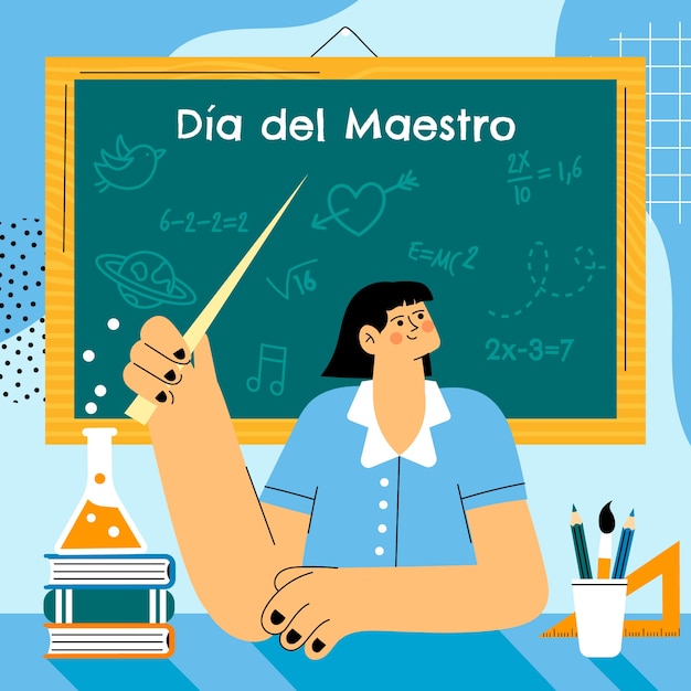 Free vector flat teacher's day illustration in spanish