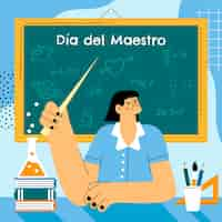 Free vector flat teacher's day illustration in spanish