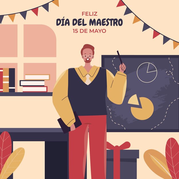 Free Vector flat teacher's day illustration in spanish