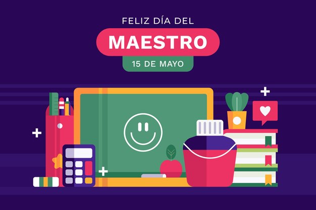 Flat teacher's day in spanish background