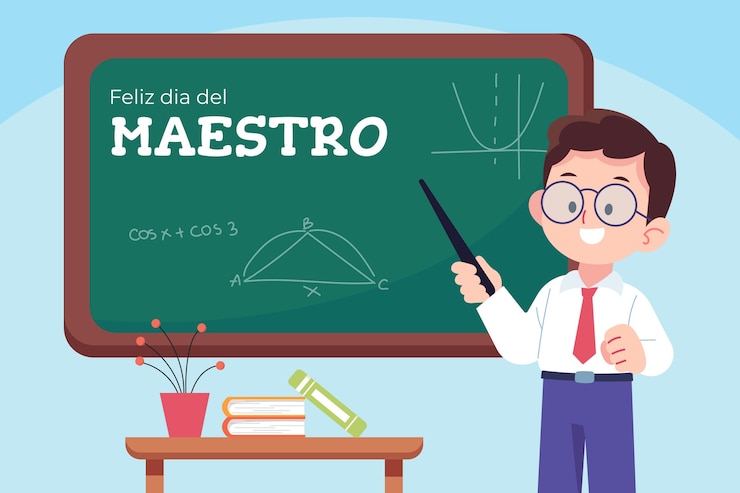 無料Vector スペイン語の背景でフラットな教師の日