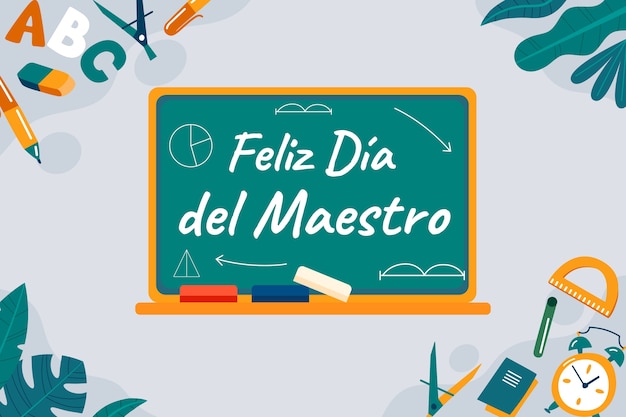 Free vector flat teacher's day in spanish background