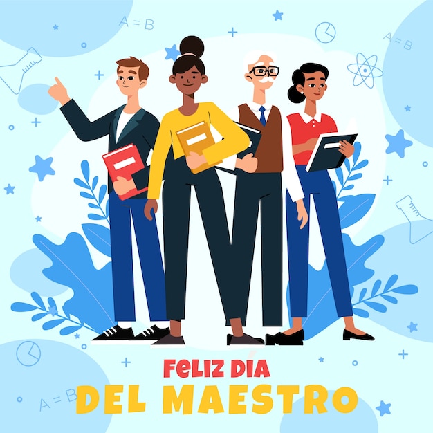 Free vector flat teacher's day in spanish illustration