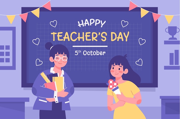 Free vector flat teachers' day background