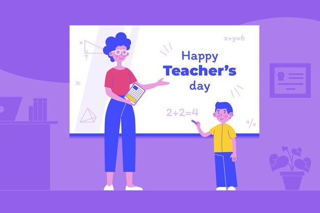 Flat teachers' day background