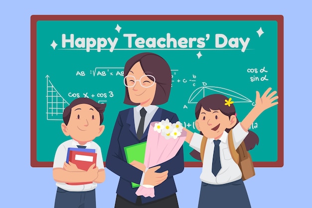 Flat teachers' day background