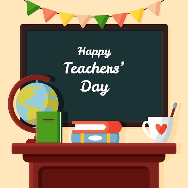 Flat teachers' day background