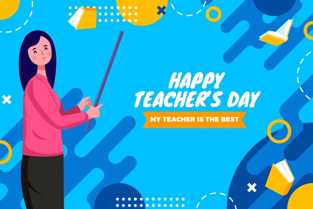 Flat teachers' day background