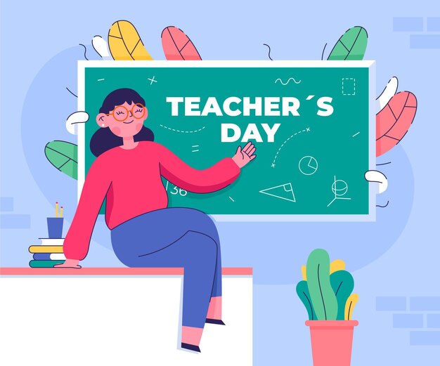 flat teachers' day illustration