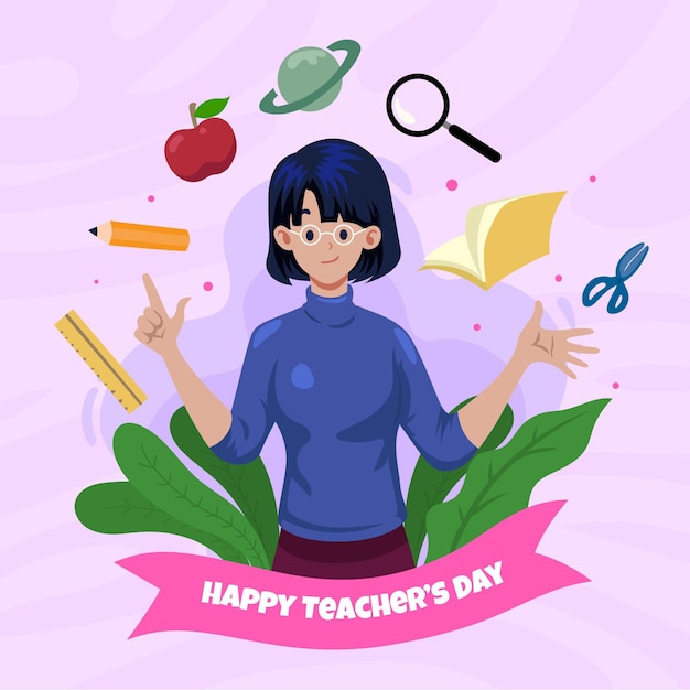 Free vector flat teachers' day illustration